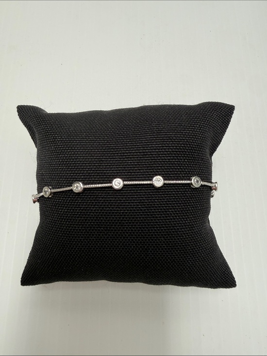 Jewelry - Silver-Tone Bezel Station Tennis Bracelet